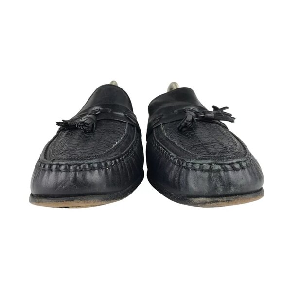 E.T. Wright Mens Black Leather Tasseled Almond Toe Slip On Loafer Shoes US 11D - Picture 3 of 11